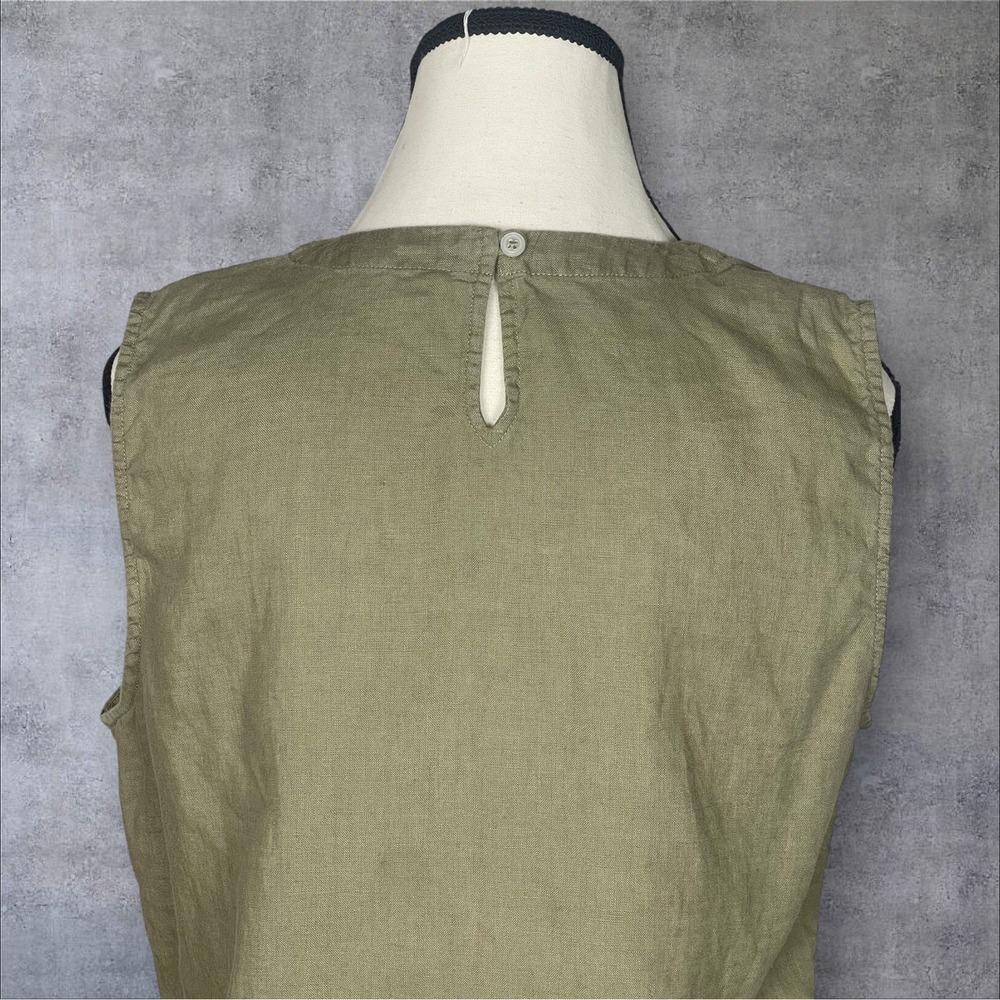 Quince European Linen Green Tank Top Womens S Minimalist Capsule Sleeveless - Picture 4 of 7